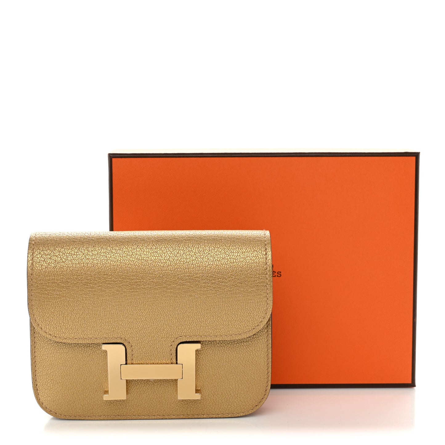 Metallic Chevre Chamkilight Constance Slim Wallet Dore