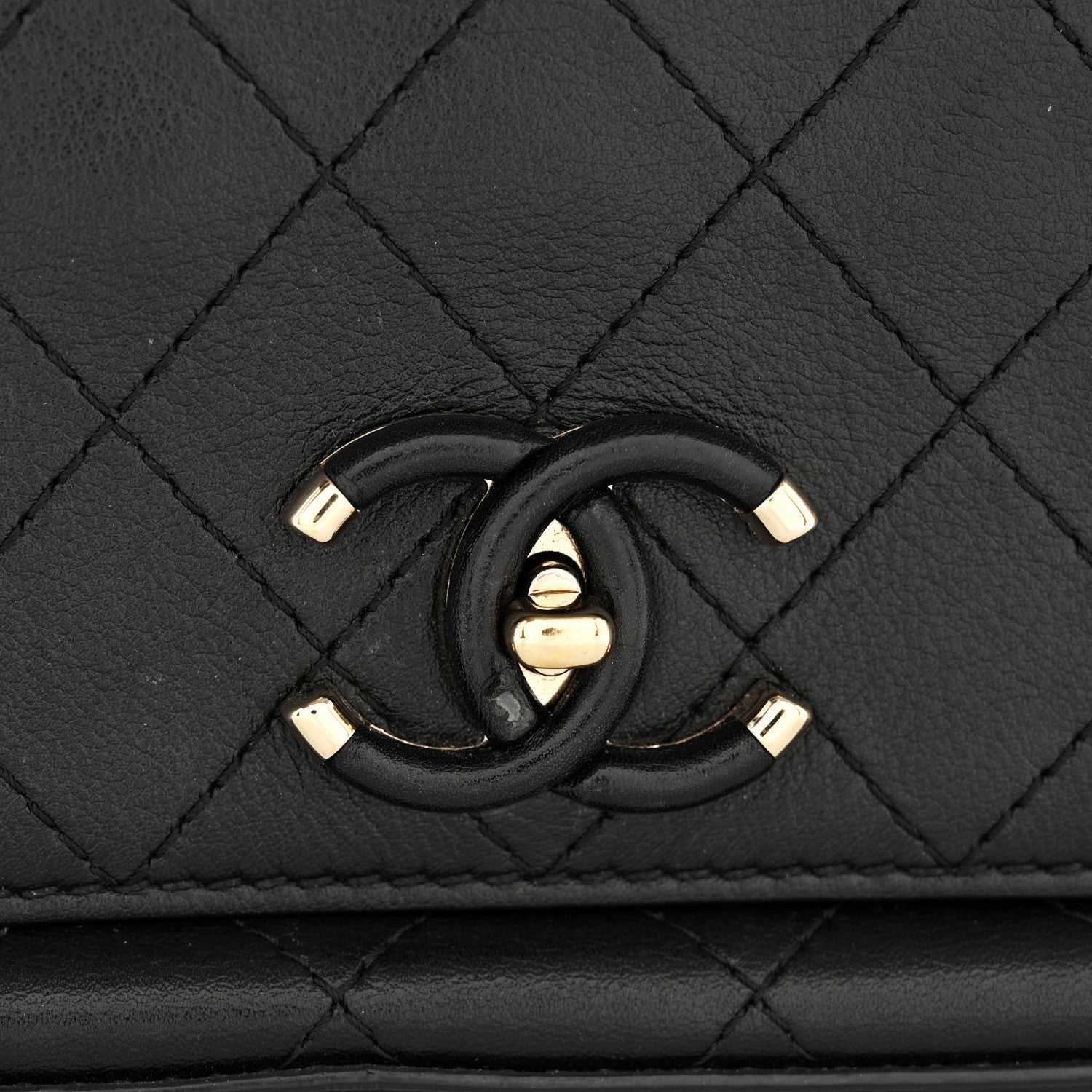 Chanel Calfskin Stitched Medium Covered CC Flap Bag Black 11 of 11