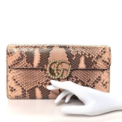 Gucci Snakeskin Pearly GG Marmont Clutch Taffy 2 of 12