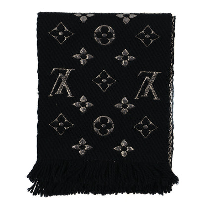 Louis Vuitton Wool Silk Logomania Shine Scarf Black 2 of 5