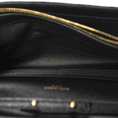 Saint Laurent Grain De Poudre Matelasse Chevron Monogram Chain Wallet Black 6 of 13
