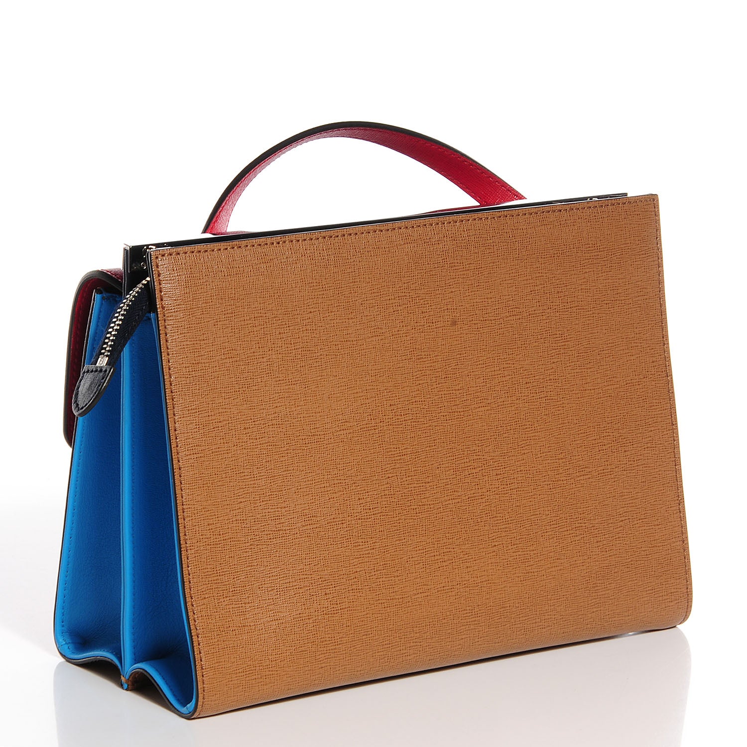 Fendi Vitello Elite Flamingo Colorblock Demi Jour Shoulder Bag Orzo Mattone Maldives 3 of 10