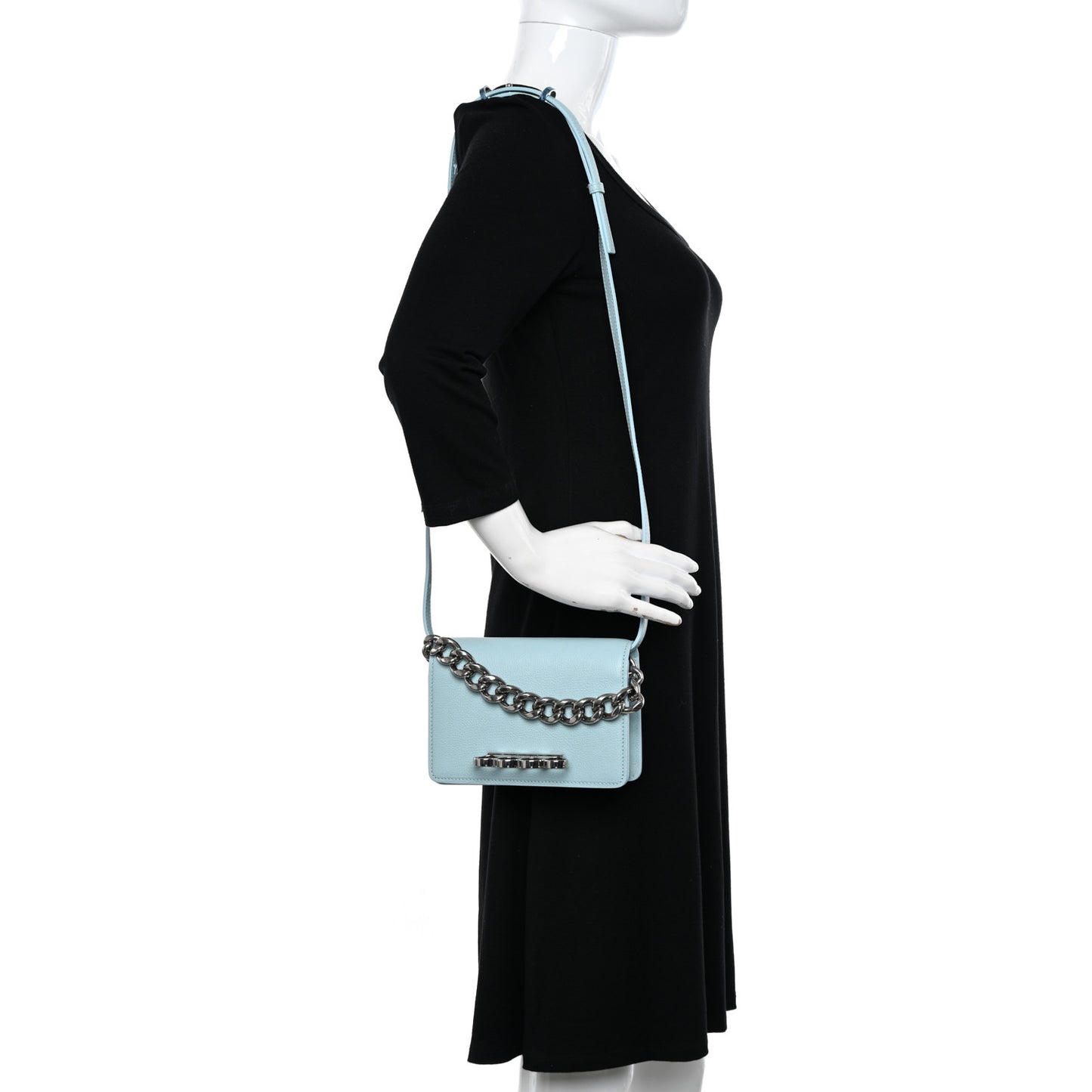 Skull Four Ring Knuckle Crossbody Bag Light Blue