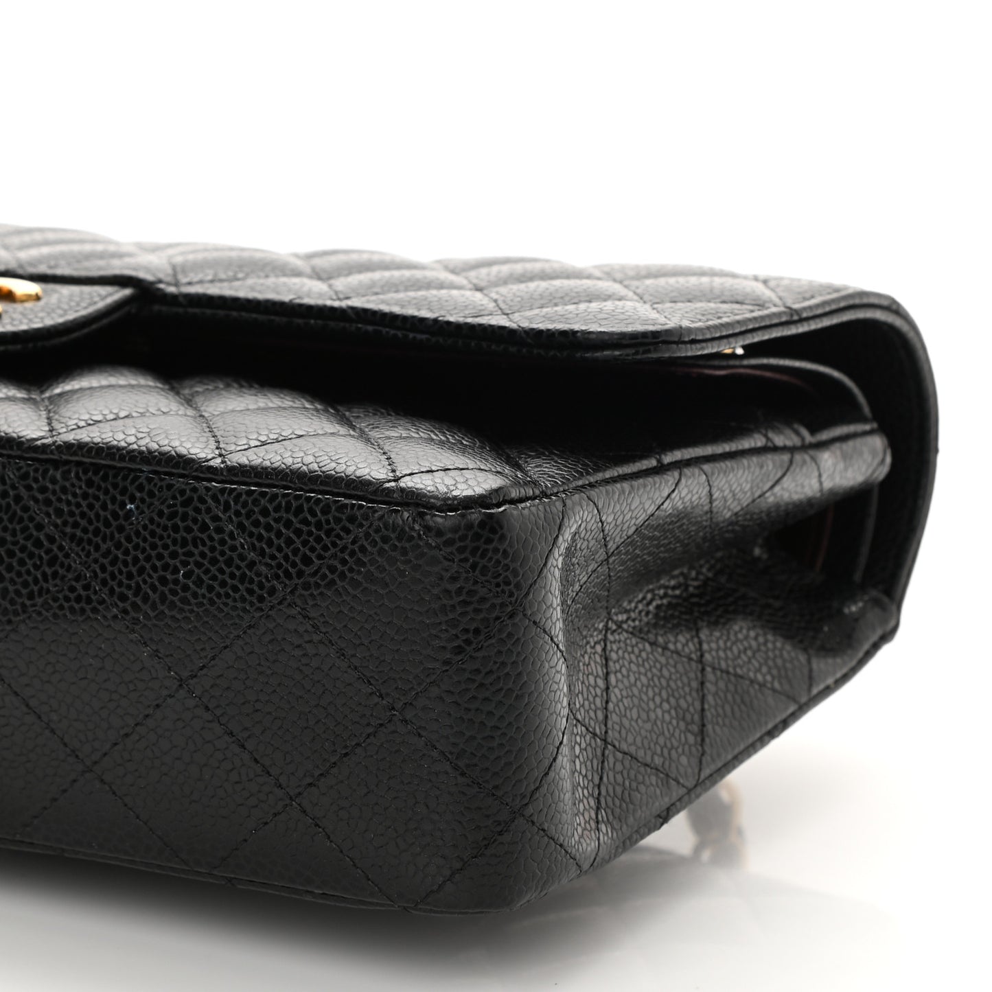 Caviar Quilted Medium Double Flap Black