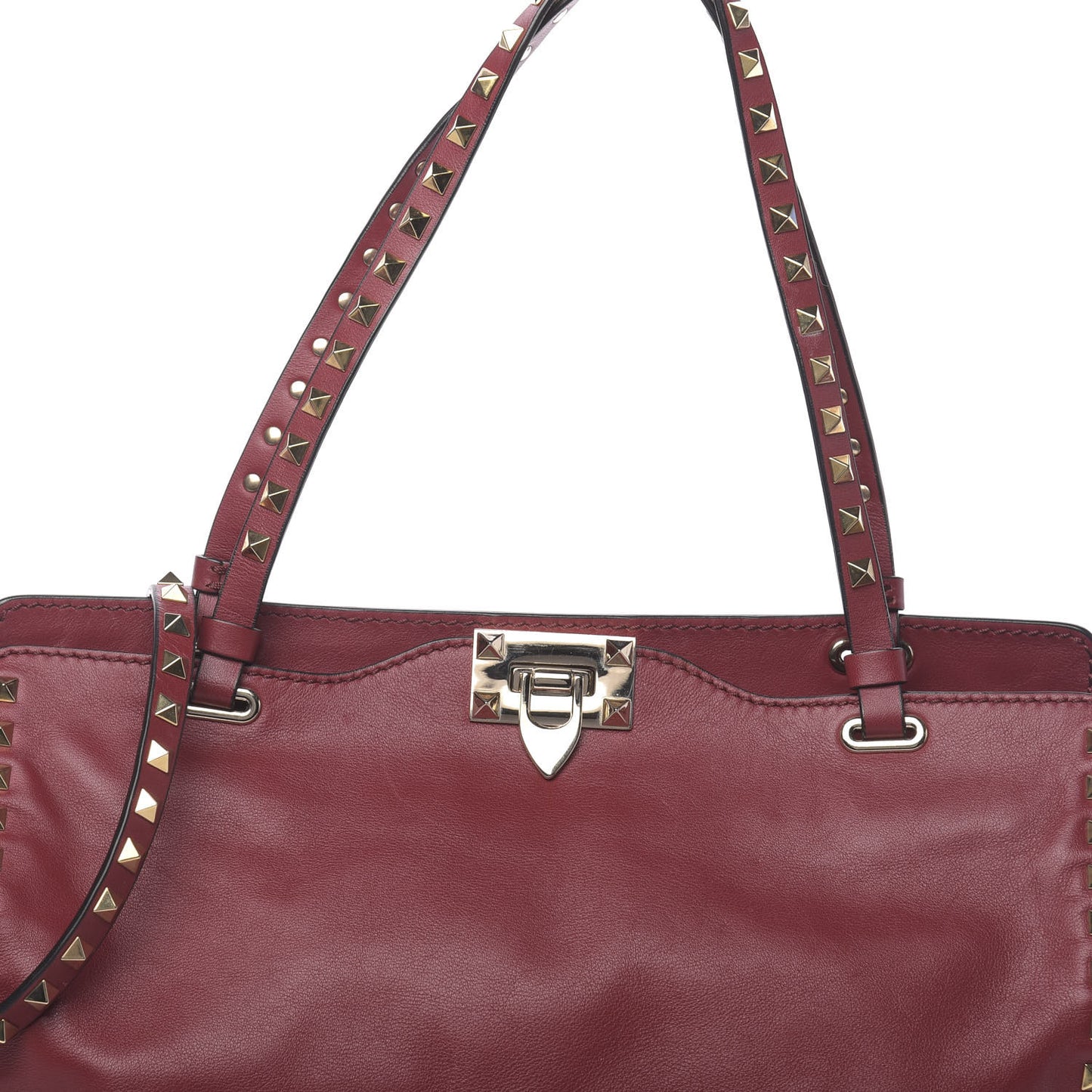 Vitello Medium Rockstud Tote Scarlet