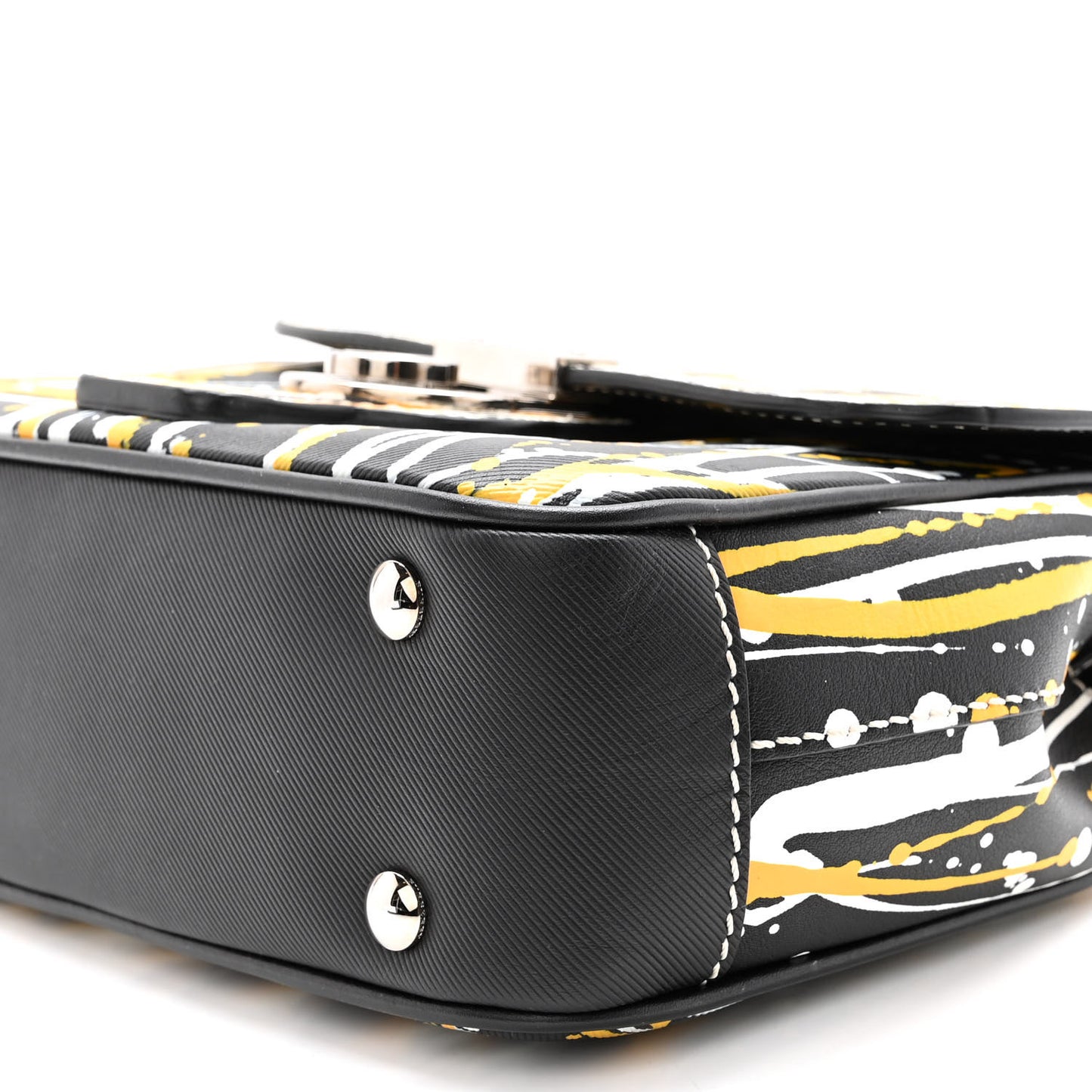 Trench Calfskin Splash Print Small DK88 Top Handle Bag Black