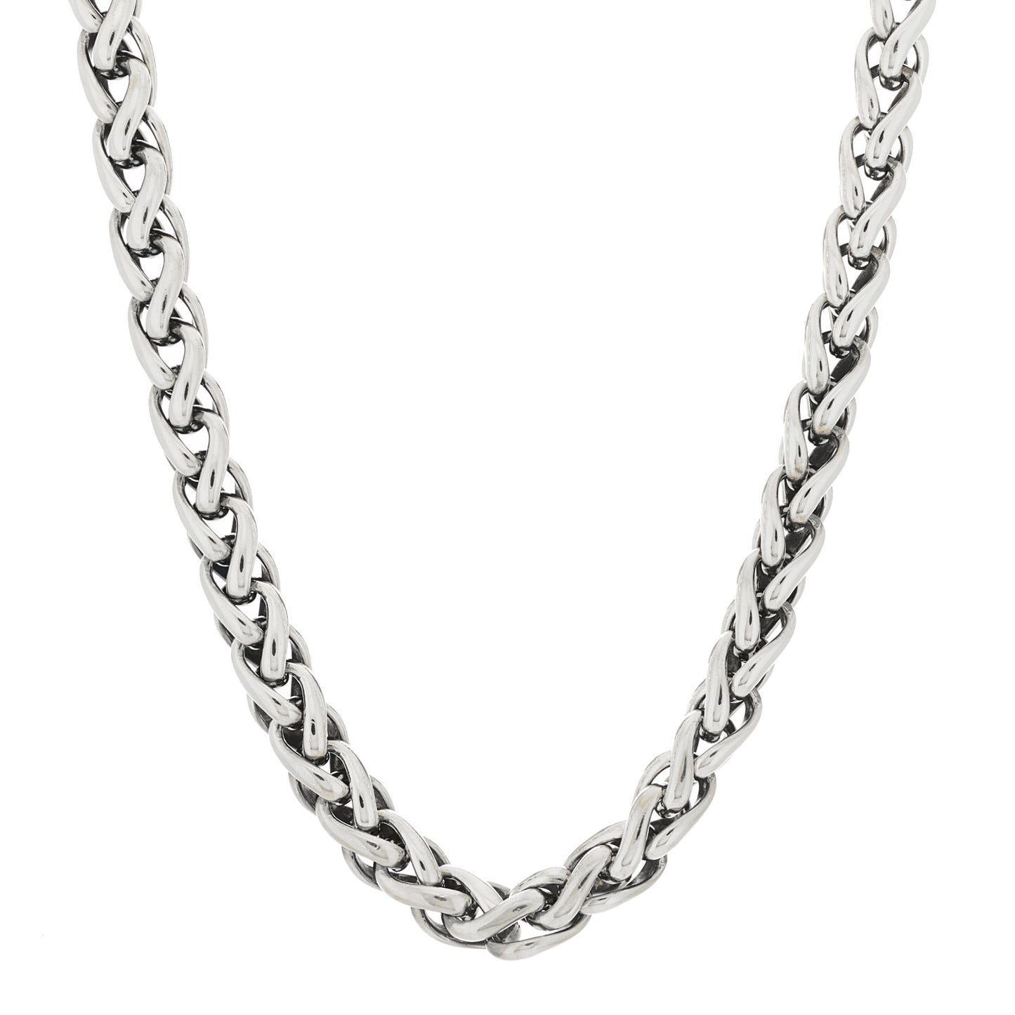 Sterling Silver 14K Yellow Gold 8mm Wheat Chain Necklace