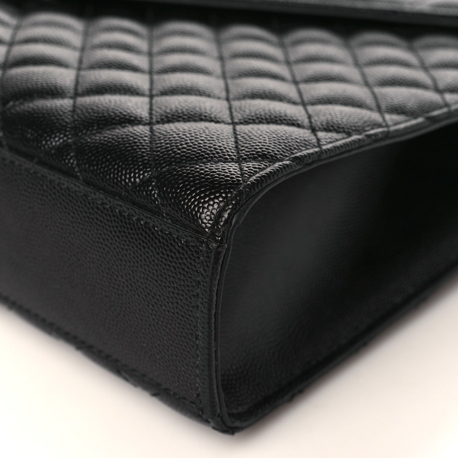 Saint Laurent Grain De Poudre Textured Mixed Matelasse Large Triquilt Monogram Monochrome Satchel Black 9 of 10