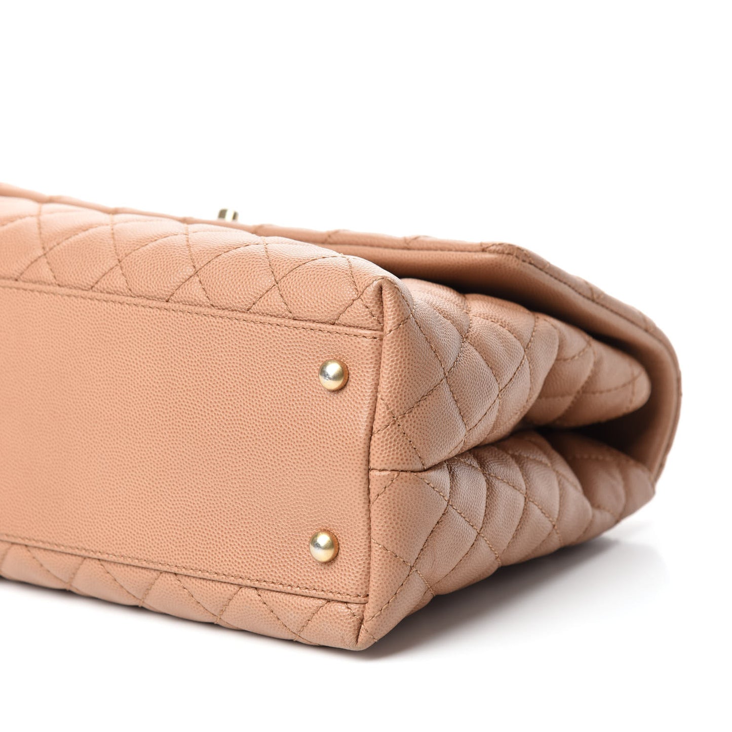Caviar Lizard Quilted Medium Coco Handle Flap Light Beige