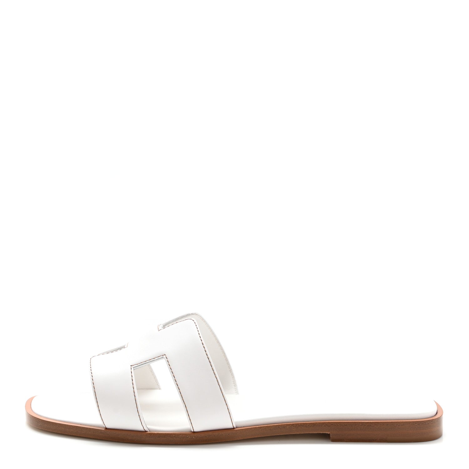 Hermes Box Calfskin Oran Sandals 37 White 1 of 8