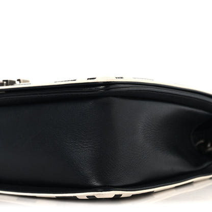 Chanel Calfskin Quilted Checkerboard Trim New Medium Boy Flap Black White 10 of 10