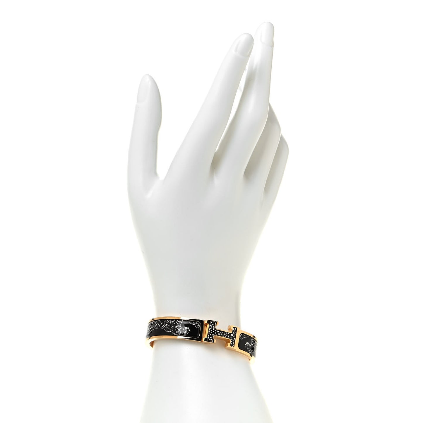 Enamel Narrow Print Guepards Clic Clac H Bracelet PM Positif Negatif