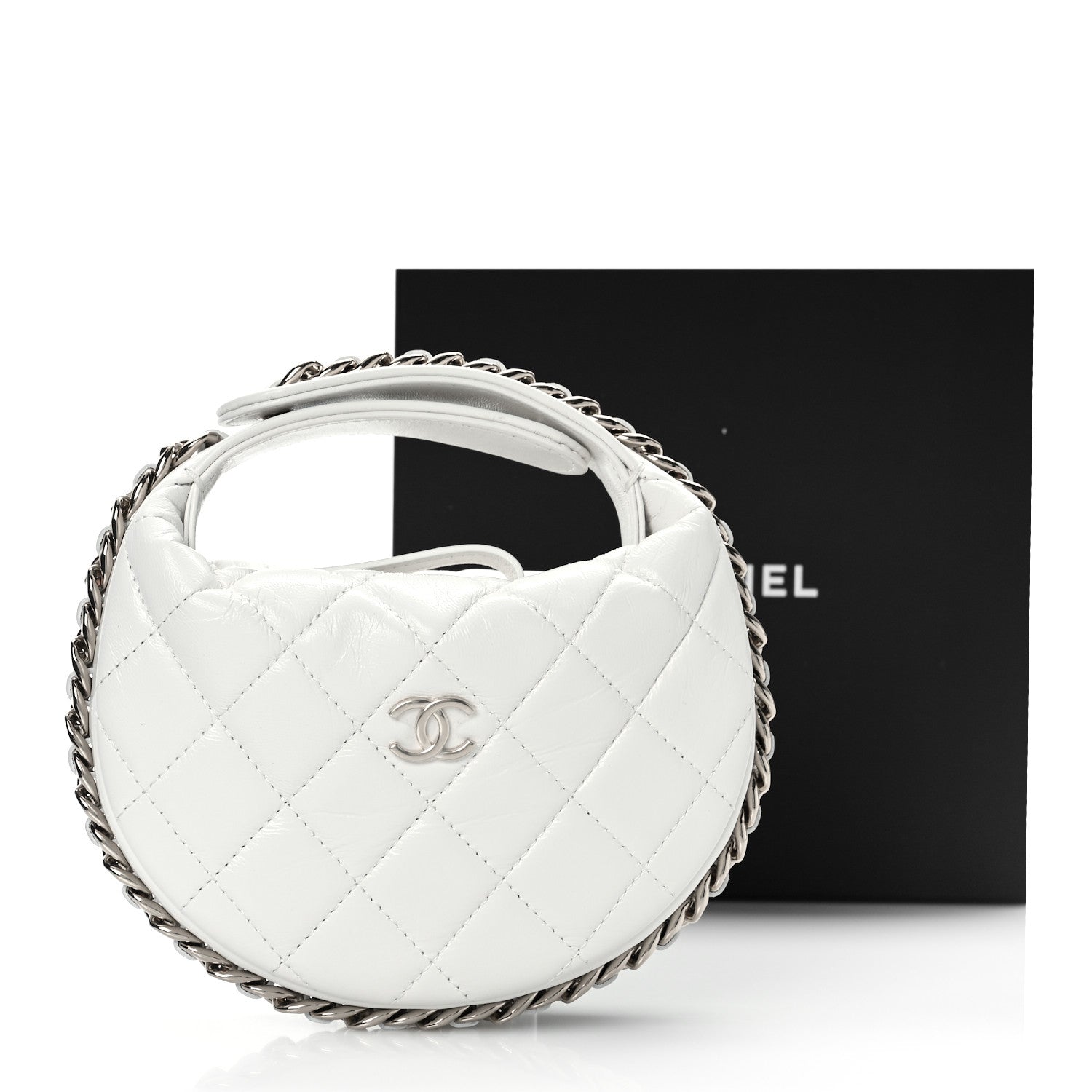 Chanel Lambskin Quilted Chain Around Pouch White 10 of 10