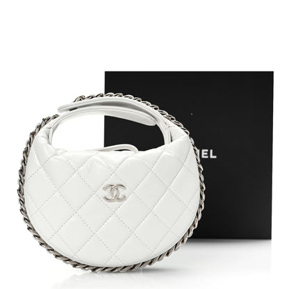 Chanel Lambskin Quilted Chain Around Pouch White 10 of 10