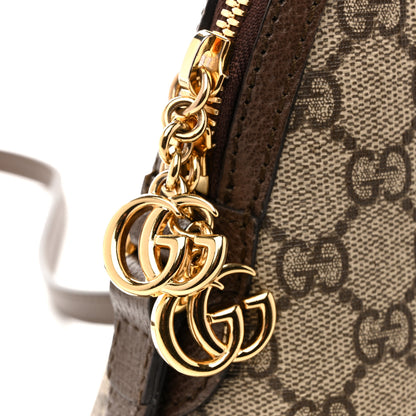 Gucci GG Supreme Monogram Textured Dollar Calfskin Web Small Ophidia Dome Shoulder Bag Beige Ebony New Acero 11 of 13