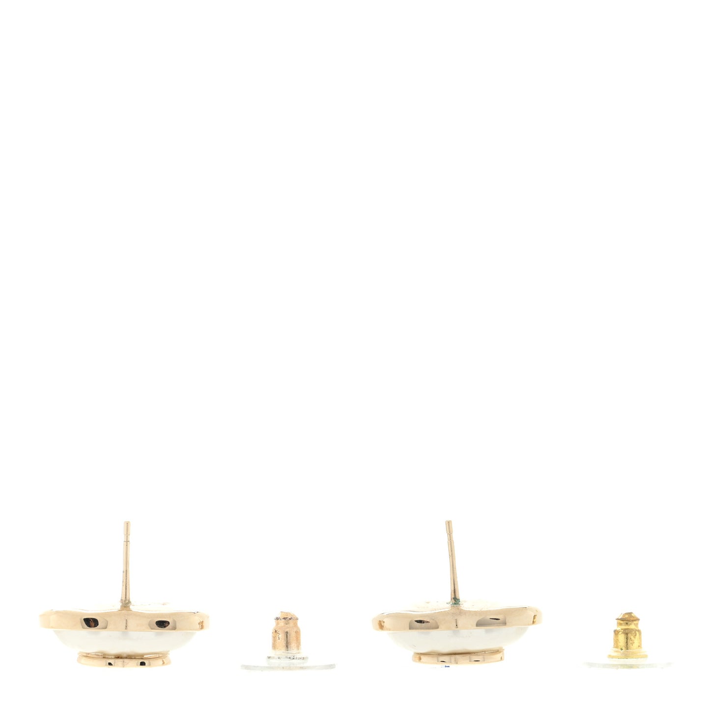 Pearl CC Heart Earrings Gold