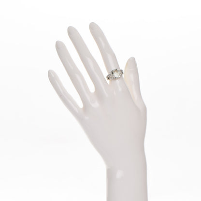 David Yurman Sterling Silver Diamond Prasiolite 10mm Petite Wheaton Ring 50 5.5 2 of 5