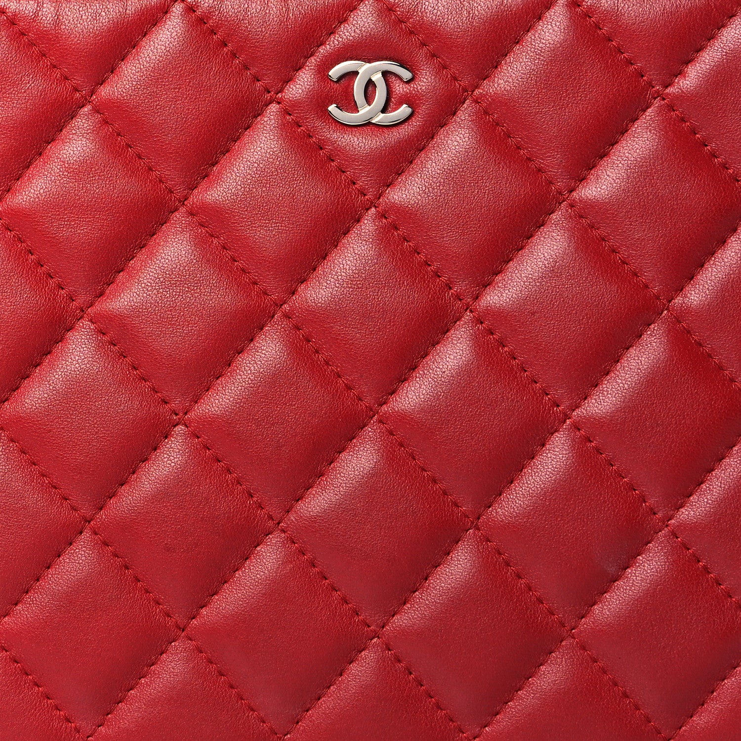 Chanel Lambskin Quilted Medium Cosmetic Case Red 8 of 11