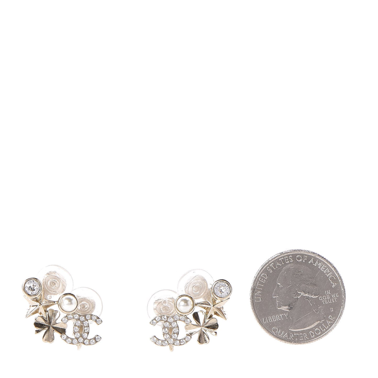 Crystal Pearl Sergeant CC Clip On Earrings Gold