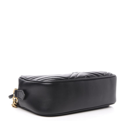 Gucci Calfskin Matelasse Small GG Marmont Chain Shoulder Bag Black 3 of 10