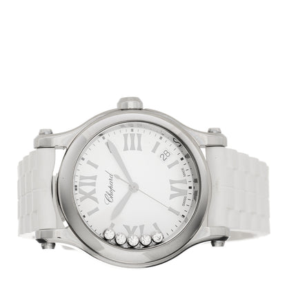 Chopard Stainless Steel Rubber 5 Diamond 36mm Happy Sport Quartz Watch White 2 of 6