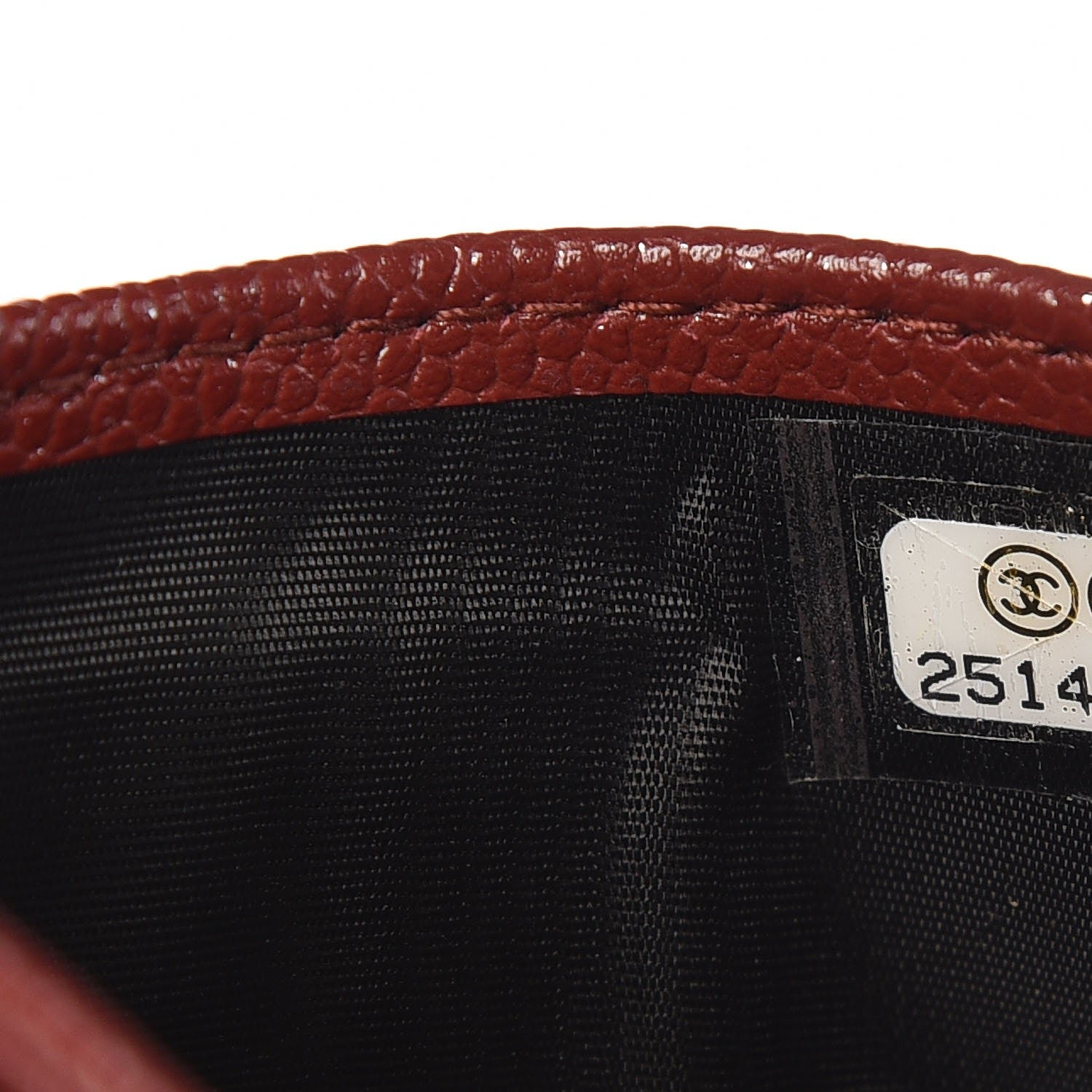 Chanel Metallic Caviar Quilted Card Holder Dark Red 8 of 9