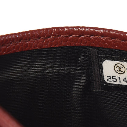 Chanel Metallic Caviar Quilted Card Holder Dark Red 8 of 9