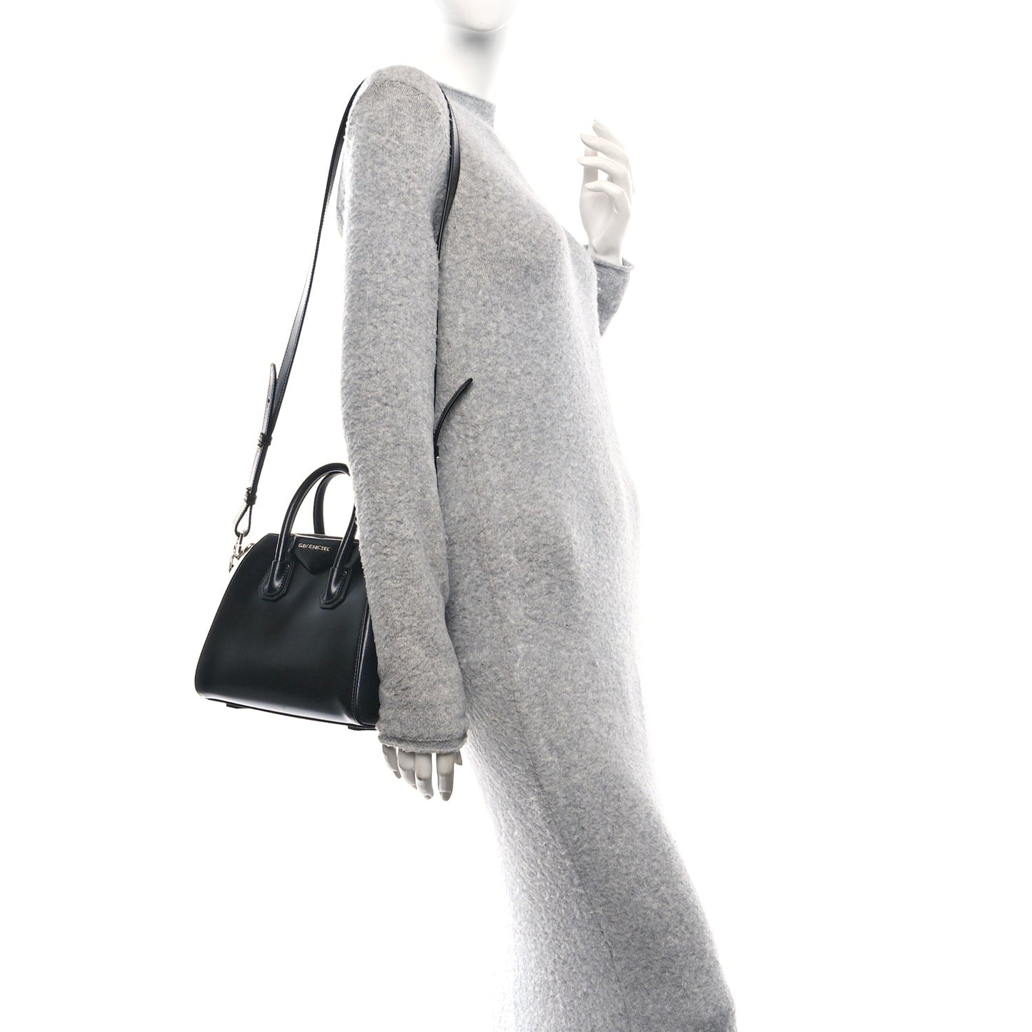 Shiny Lord Calfskin Mini Antigona Black
