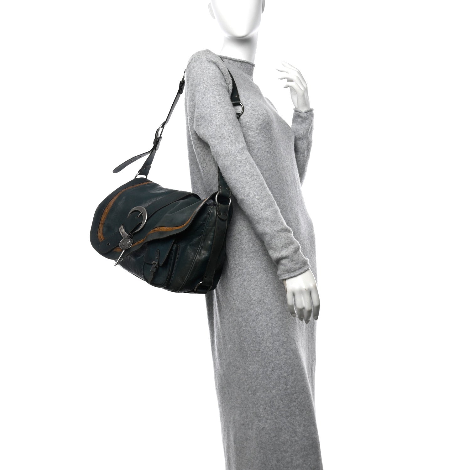 Christian Dior Calfskin Large Gaucho Double Saddle Bag Dark Blue 3 of 14