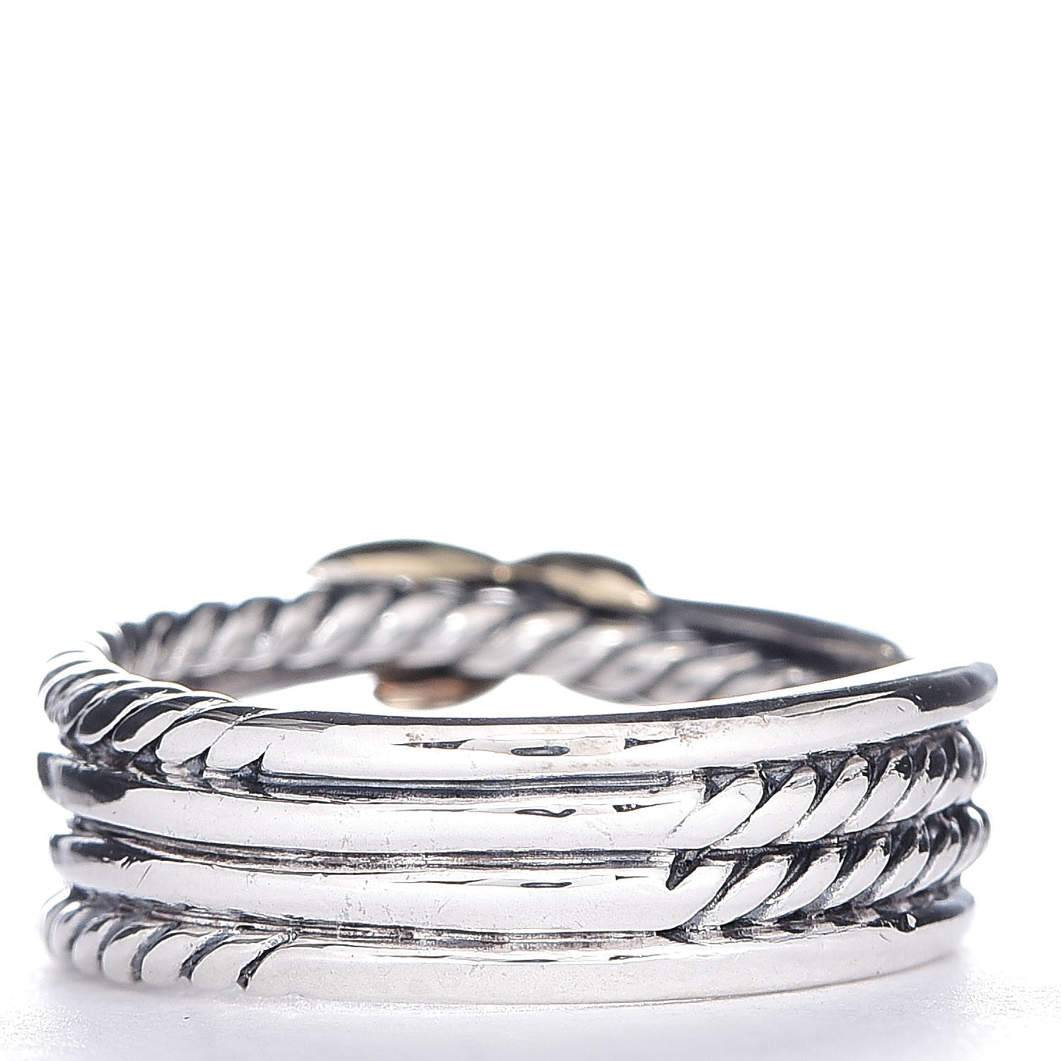 David Yurman Sterling Silver 18K Yellow Gold 6mm X Crossover Ring 50 5.5 3 of 5