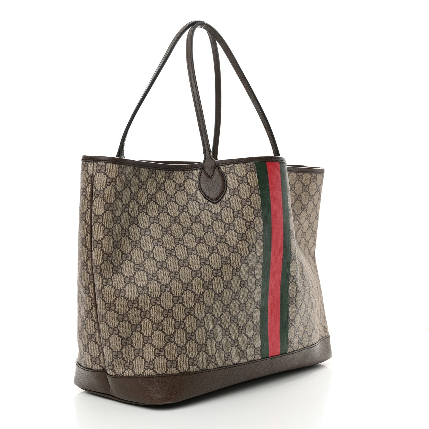 GG Supreme Monogram Textured Dollar Calfskin Web Large Ophidia Tote Beige Ebony New Acero