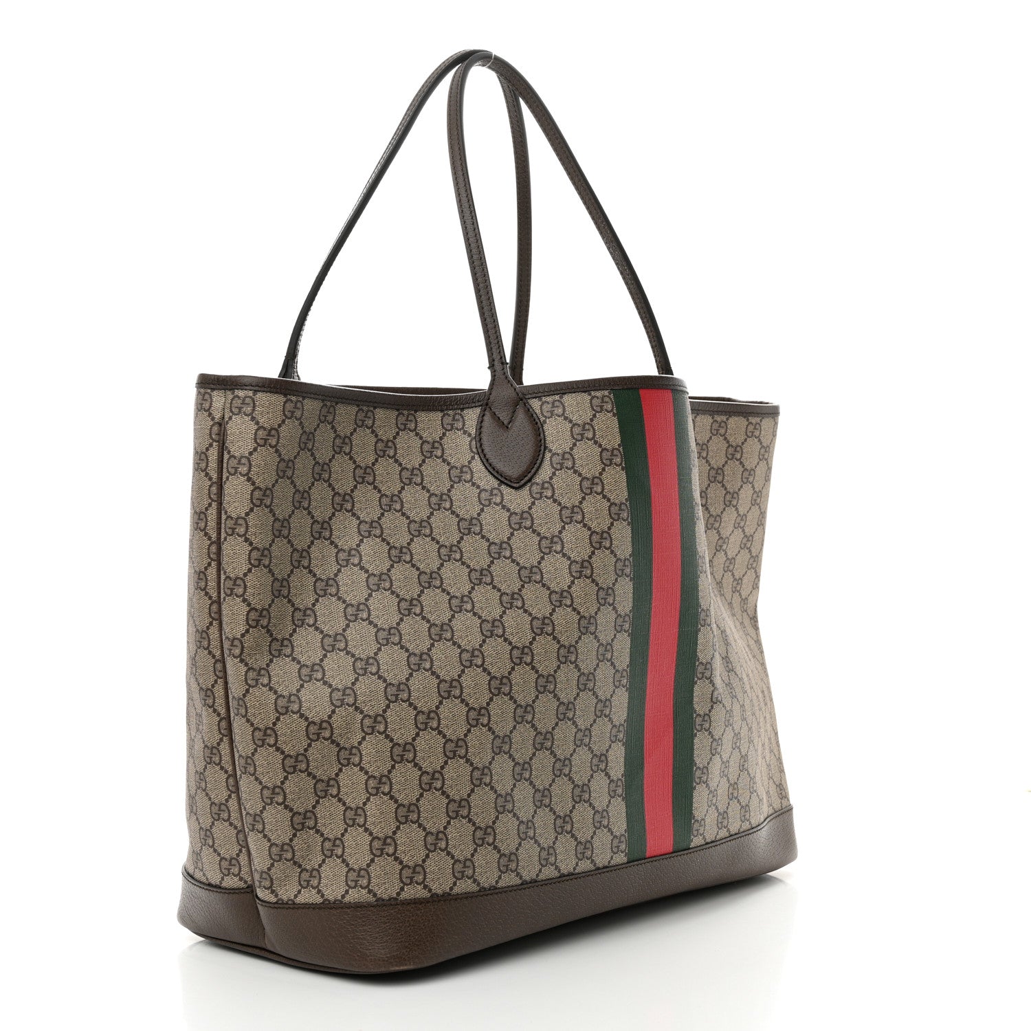 Gucci GG Supreme Monogram Textured Dollar Calfskin Web Large Ophidia Tote Beige Ebony New Acero 4 of 16