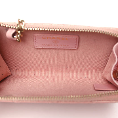 Chanel Iridescent Caviar Quilted Zipped Key Holder Case Rose Pink 5 of 9