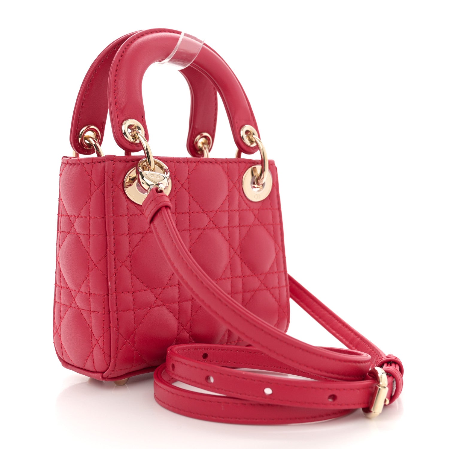 Christian Dior Lambskin Cannage Micro Lady Dior Red 3 of 12
