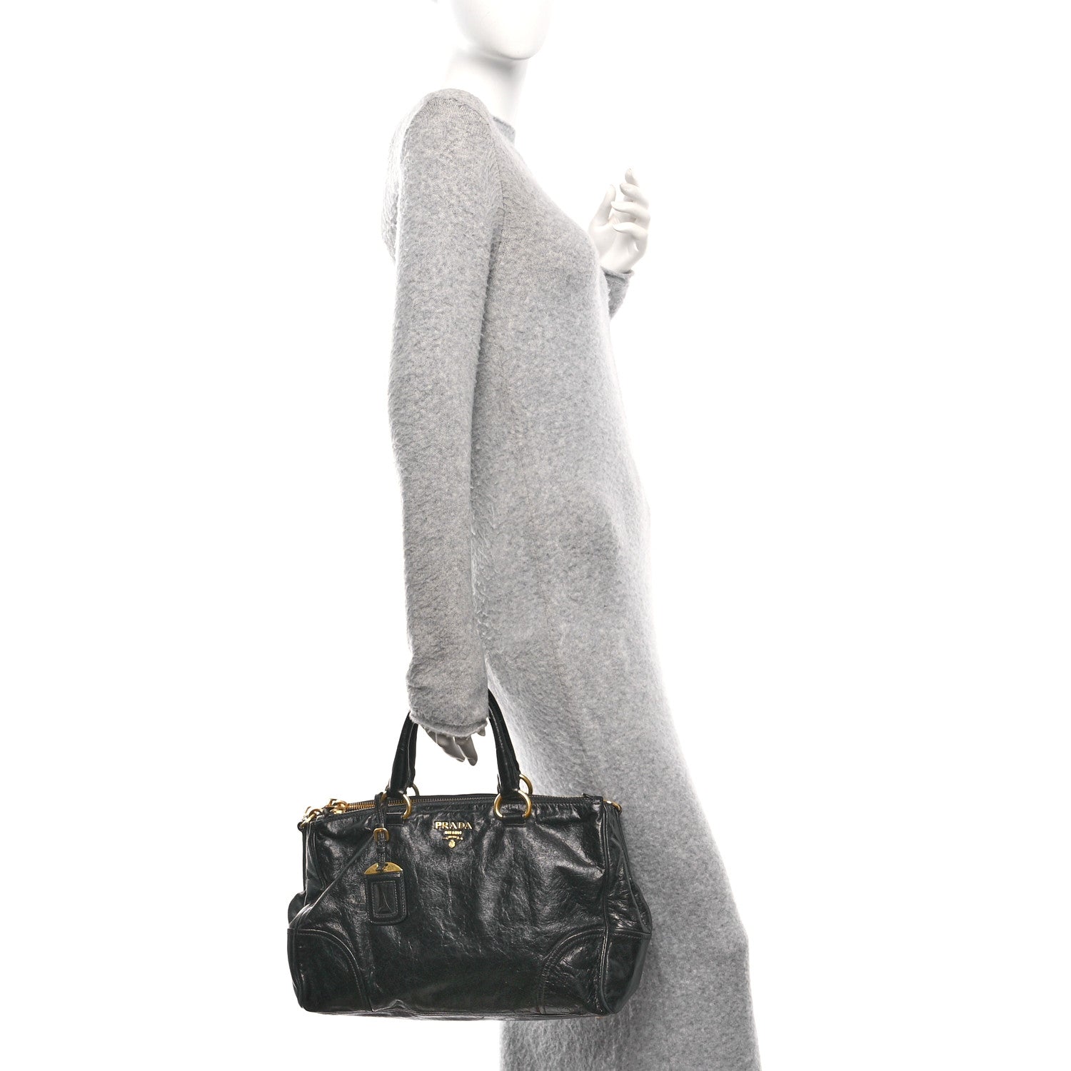 Prada Vitello Shine Shopping Satchel Black 1810780 – FASHIONPHILE