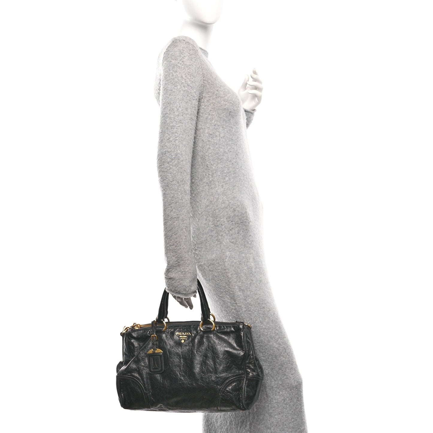 Vitello Shine Shopping Satchel Black