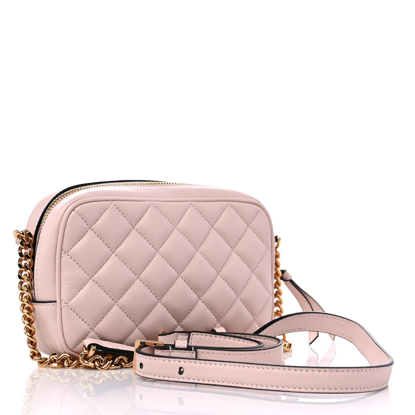 Nappa Quilted La Medusa Camera Bag Light Pink