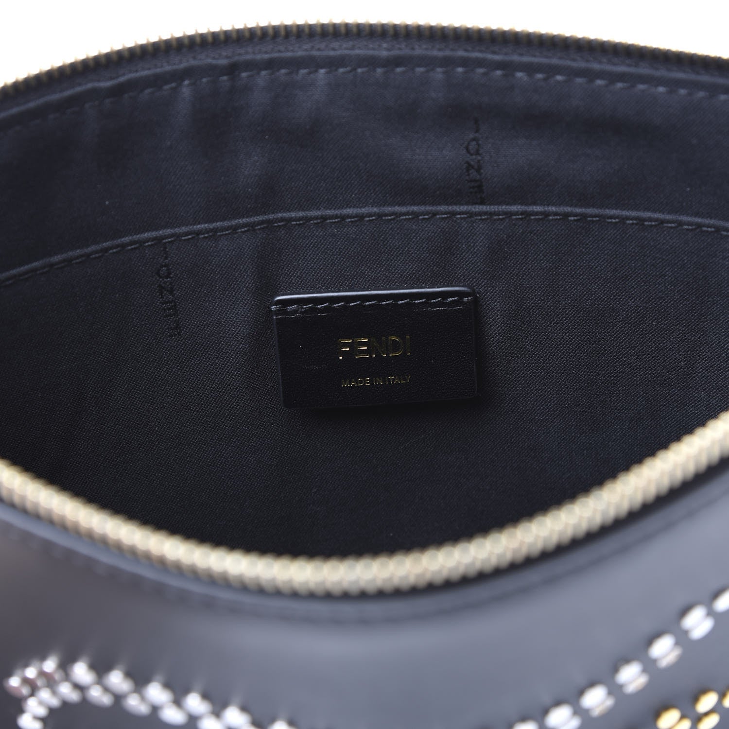 Fendi Vitello Grace Studded Karligraphy Pouch Black 5 of 9