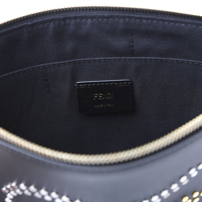 Fendi Vitello Grace Studded Karligraphy Pouch Black 5 of 9