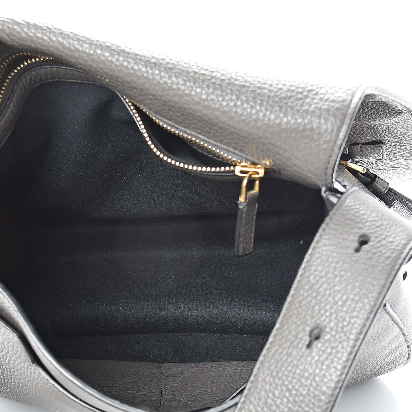 Grained Calfskin Soft Jennifer Saddle Bag Graphite