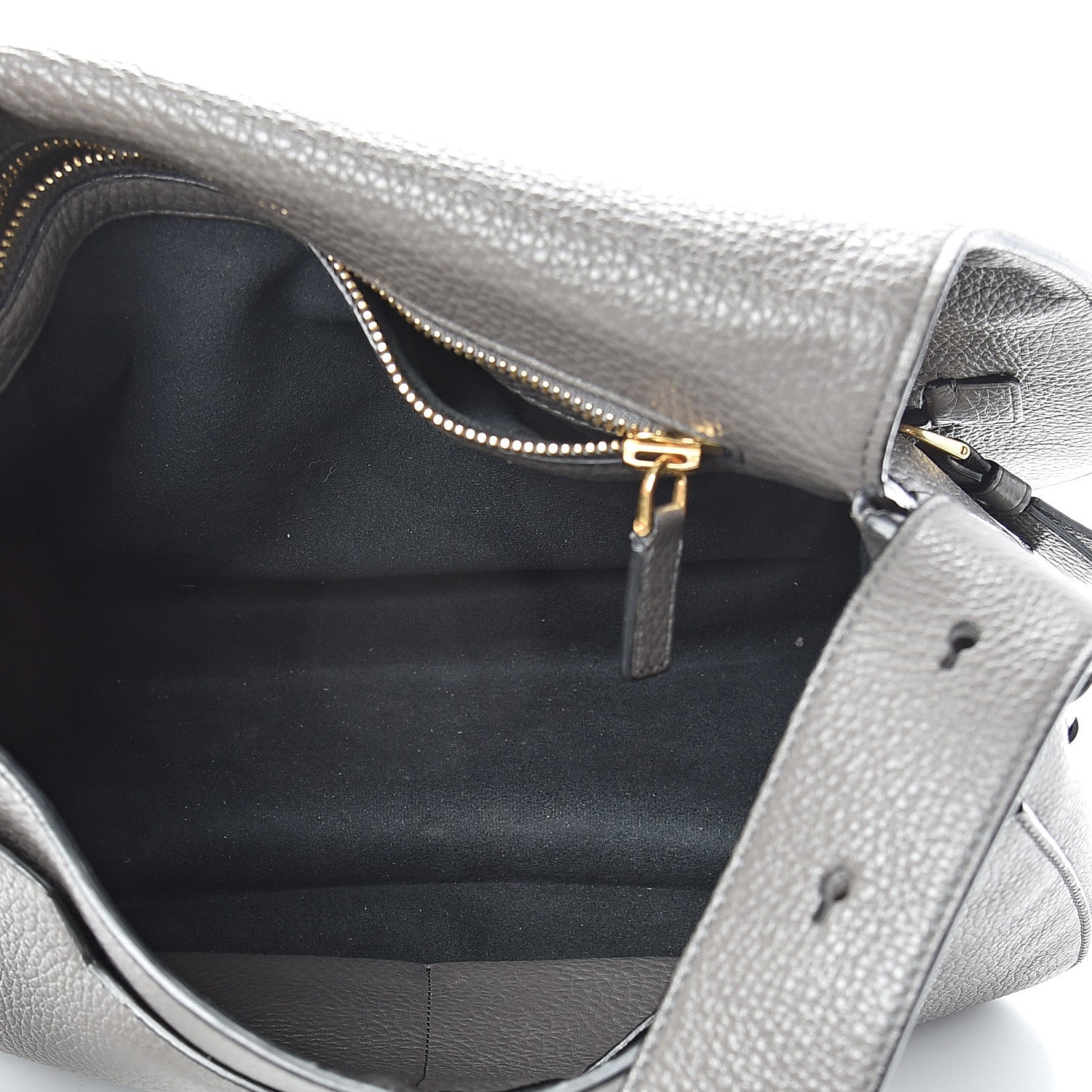 Tom Ford Grained Calfskin Soft Jennifer Saddle Bag Graphite 4 of 14