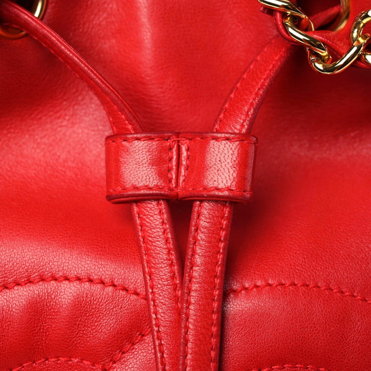 Chanel Lambskin CC Drawstring Shoulder Bag Red 19 of 22