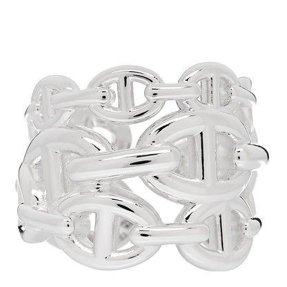 Hermes Sterling Silver GM Chaine d'Ancre Enchainee Band Ring 53 6.5 1 of 6