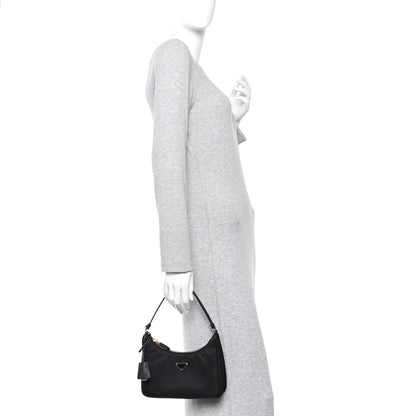 Prada Tessuto Nylon Saffiano Mini Re-Edition 2005 Bag Black 2 of 9
