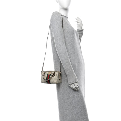 Gucci GG Supreme Monogram Textured Dollar Calfskin Web Super Mini Ophidia Top Handle Bowler Bag Beige Mystic White Oatmeal 2 of 10