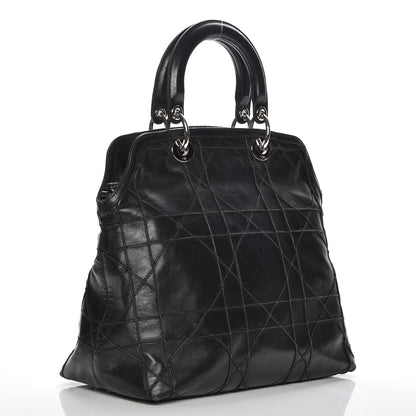 Christian Dior Lambskin Cannage Medium Granville Tote Black 3 of 7