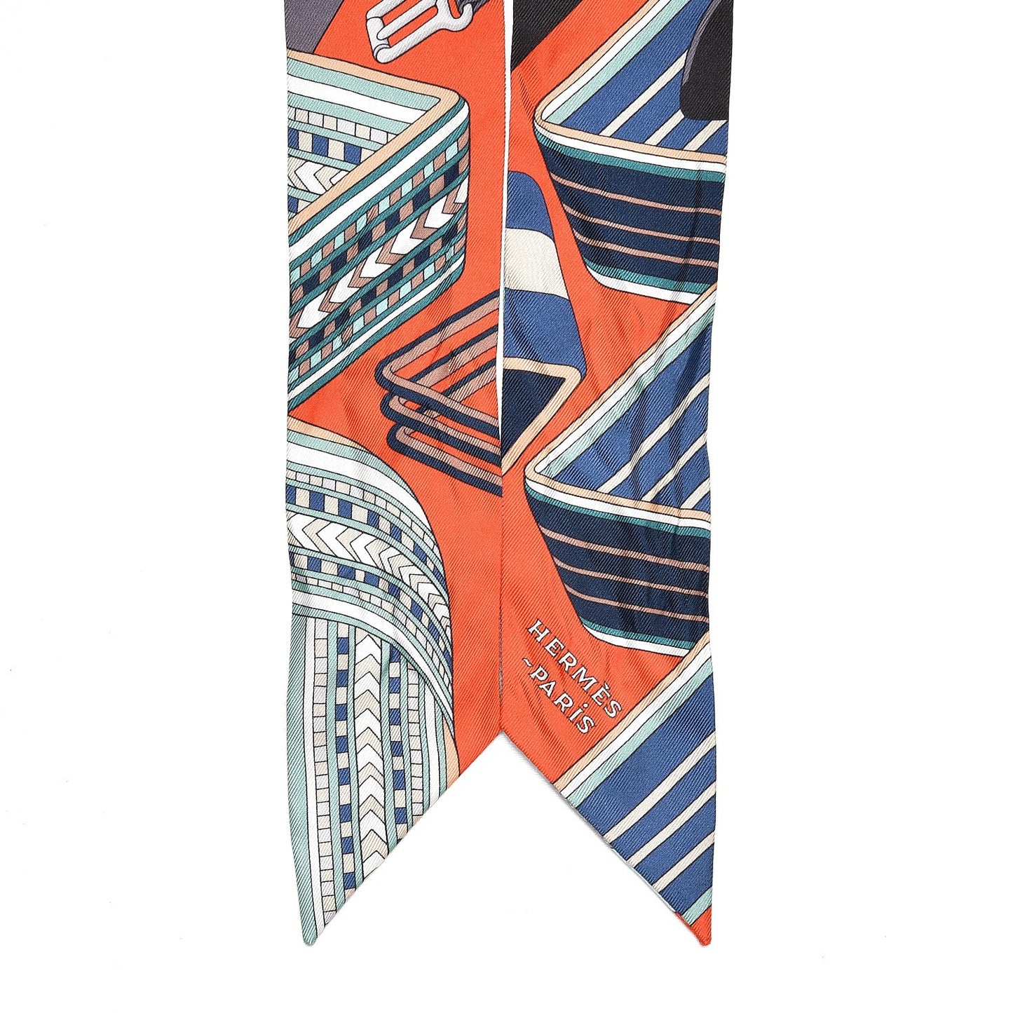 Silk Sangles En Zigzag Twilly Orange Turquoise Gris