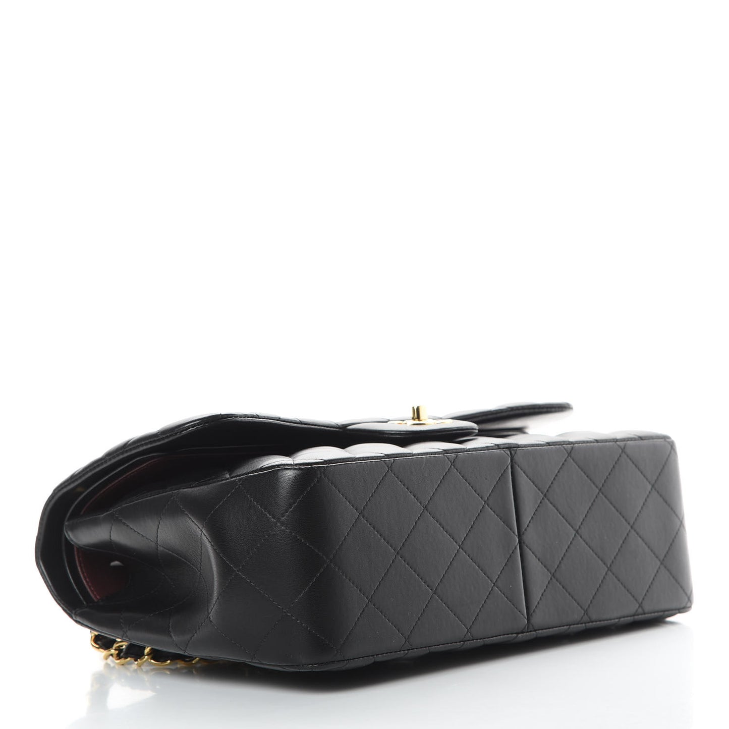 Lambskin Quilted Jumbo Double Flap Black