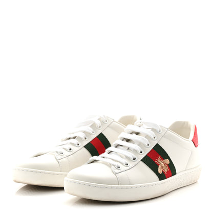 Gucci Calfskin Ayers Bee Embroidered Womens Ace Sneakers 36 White Green 4 of 10