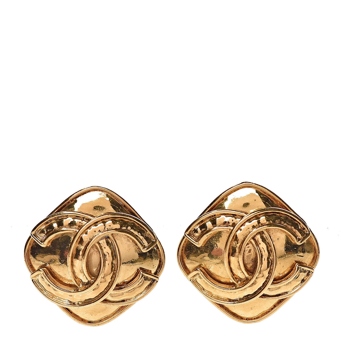 CC Square Clip On Earrings Gold